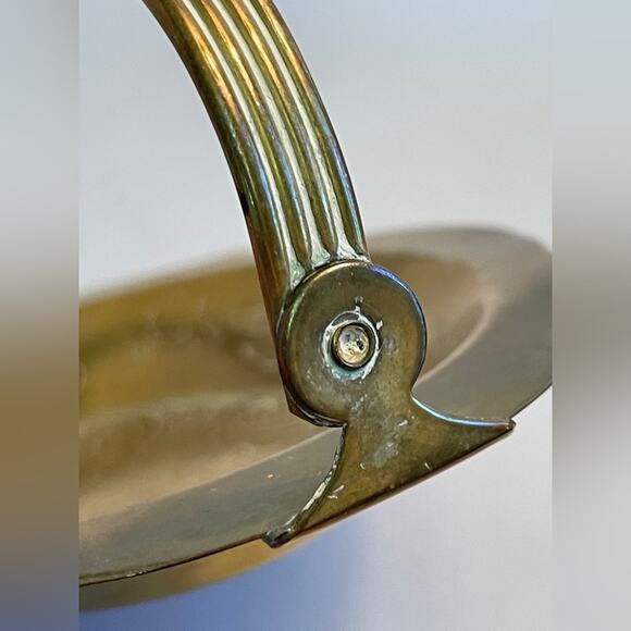 Etched Brass Ashtray or Dish with Swing‎ Handle - Picture 9 of 10